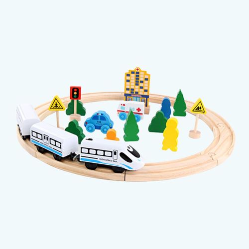 Ensemble De Rails De Train En Bois, Jouet, Accessoires Pour Véhicules De Chemin De Fer