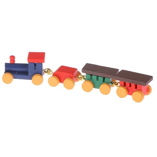 Mini Train En Bois Coloré, Jouets De Simulation, Accessoires Miniatures Pour Maison De Poupée, 1/12