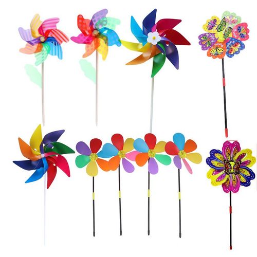 Moulin À Vent Coloré, Fleur Papillon Arc-En-Ciel, 1/2/5 Pièces, Décoration De Jardin, Jouet Pour Enfants