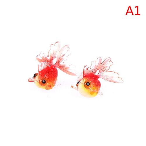 Figurine De Poisson Rouge Miniature, 2 Pièces, Modèle Animal, Décoration Artisanale, Ornement Féerique De Jardin, Accessoire De Bricolage