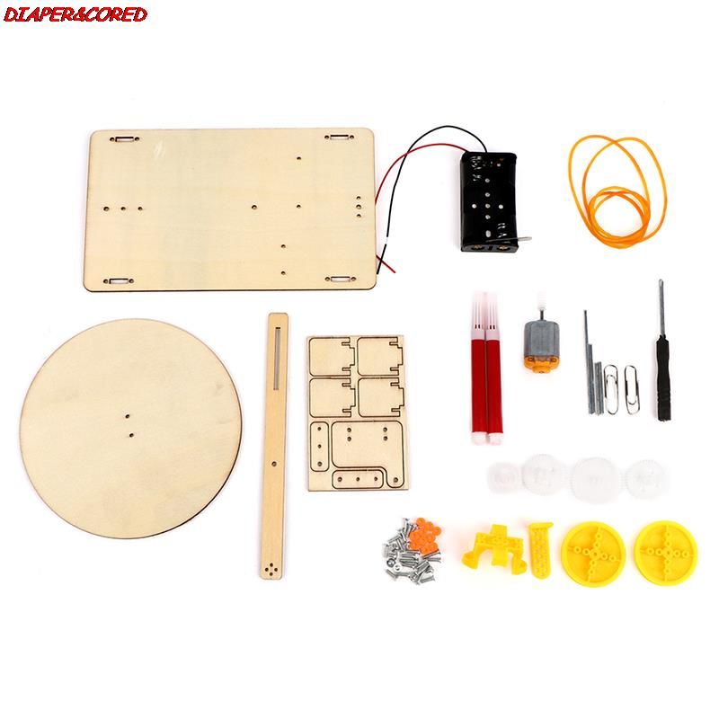 Kit De Traceur Électrique En Bois Pour Enfants, Bricolage Créatif, Assemblé, Modèle, Peinture Automatique, Dessin Robot, Science, Jouet D'Expérimentation Physique