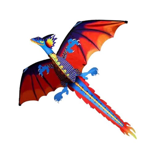 Grand Cerf-Volant Dragon 3d Avec Queue, Jeu D'Activité Volante Coloré, 140x120cm