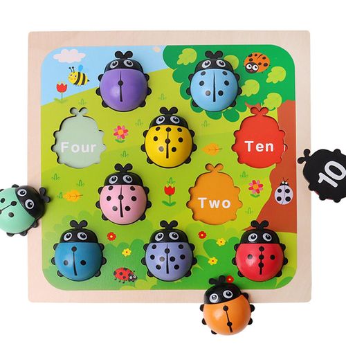 Puzzle En Bois Pour Filles, Planche De Comptage Coccinelle Occupée, Jouets Éducatifs, Apprentissage Des Nombres, Développement De La Motricité Fine