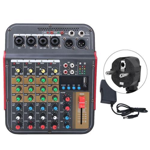 Table De Mixage Audio Portable 4 Canaux Console De Mixage Système De Console De Mixage Stéréo Professionnel (Prise Ue)