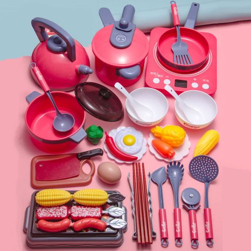 Ensemble De Jeux De Cuisine Pour Garçons Et Filles, 40, Pièces/Ensemble, Simulation De Cuisinière À Induction, Ustensiles De Cuisine, Casseroles