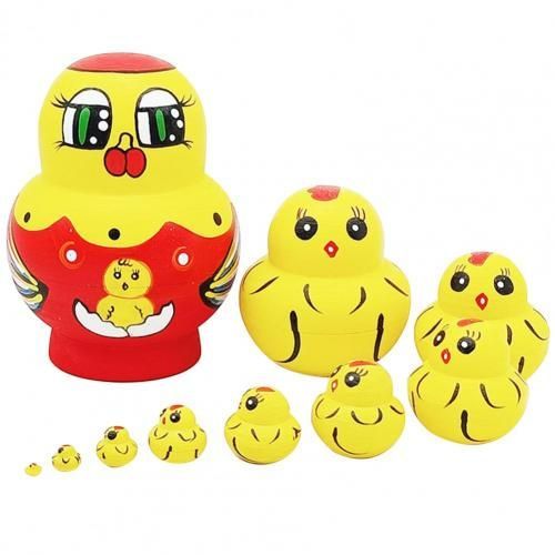 Jouet Matrioka Pour Enfant, Jouet De Poussin Facile À Transporter, 10 Couches De Dessin Animé, Jolies Poupées Emboîtables, Design Animal, 1 Ensemble