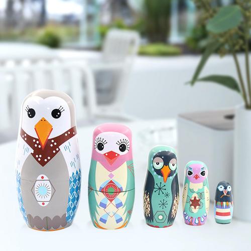 5 Pièces/Ensemble Poupées De Dessin Animé Hibou Matryoshka, Jouets De Nidification, Ornement De Café Pour La Maison, Jouets Pour Enfants, Cadeau D'Anniversaire, De Noël Et Du Nouvel An