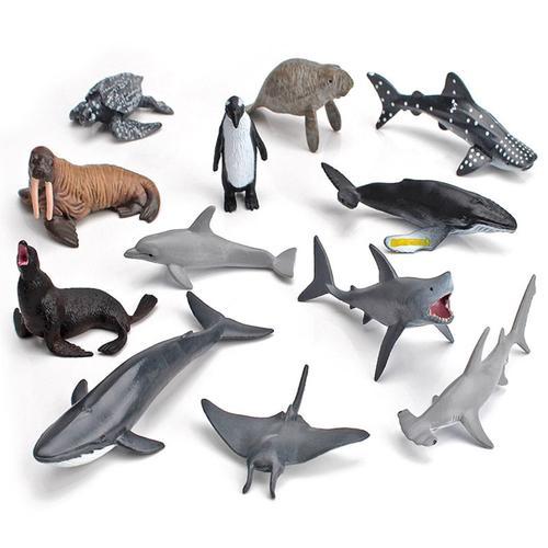 Figurine De Requin Et De Baleine En Plastique, 12 Pièces, Jouet Éducatif Pour Enfants, Jeu D'Anniversaire, Collection