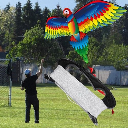Cerf-Volant Perroquet 3d Pour Enfants, Grand Jouet De Sport De Plein Air Avec Ligne De 100m