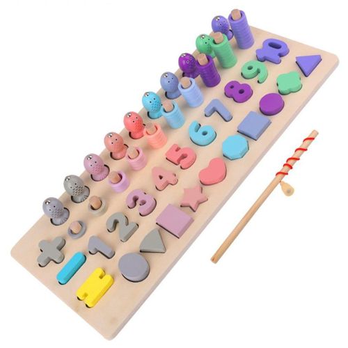 Jouets Éducatifs Montessori En Bois Pour Enfant Niveau Maternelle, Planche D'Apprentissage Des Maths Ou De La Pêche, Apprendre À Compter Et Cours De Géométrie,