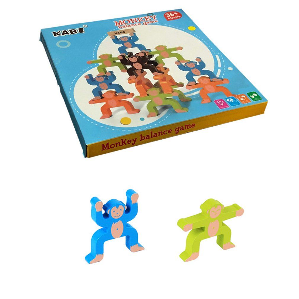 Jeux De Société Montessori En Bois Pour Enfants, Blocs D'Équilibre Animaux, Jeu De Construction Éducatif À Empiler Avec Des Singes