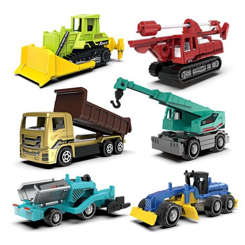 Jouet De Voiture Classique Pour Enfants, 6 Pièces, Mini Voiture D'Ingénierie En Alliage, Modèle De Véhicule Tracteur, Jouets Cadeaux Pour Garçons