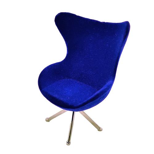 Chaise En Forme De Cygne Pour Maison De Poupée, Siège Floqué Bleu, Miniature, Échelle 1/12, Pour Maison Moderne, 1 Pièces