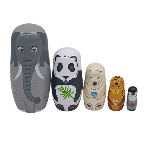 Ensemble De Poupées Matryoshka En Bois, Ours Blanc, Tigre, Panda, Design Animal Mignon, Poupées De Nidification Russes, Jouet Accessoire, Histoire De Bébé