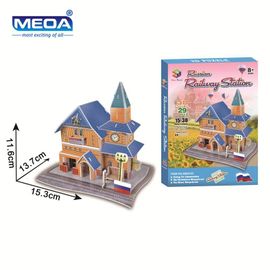 Puzzle En Carton 3d, Jouet Éducatif Pour Enfants, Kit D'Assemblage De Ville Européenne, Modèle De Station De Train Russe, Noël