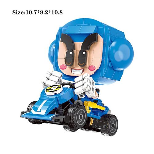 Briques De La Série Kart Racing, Jouets Poupées De Personnage Bleu Lanlan, Filles Et Novices, Blocs De Construction De Voitures De Course, Mini Kit Modèle Moc