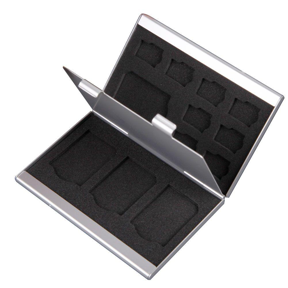 Aluminium Boîte Rangement à 8 Carte Mémoire Micro SD/SD/SDHC/SDXC