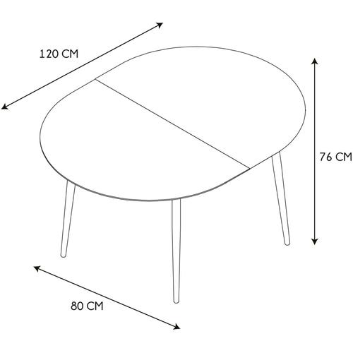 Table à manger extensible 120/160x80x75 cm naturel et noir