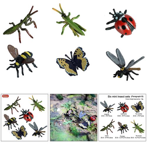 Figurine D'Insecte Réaliste En Plastique 6x Coccinelle Abeille Papillon