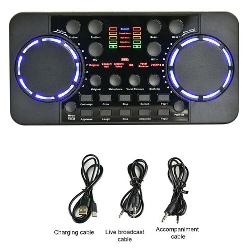 Carte Son V300 Pro, 10 Effets Sonores, Avec Bluetooth, Réduction Du Bruit, Mixeur, Pour Casque, Micro, Commande Vocale, Pour Téléphone Et Pc