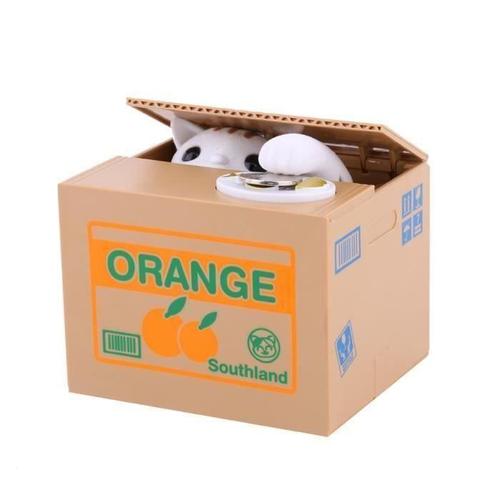 Tirelire Coffret Boîte Stockage Carton Forme Orange Chat Voler De Monnaie Automatique
