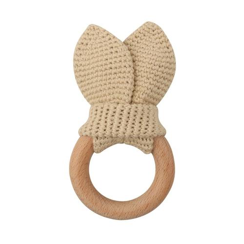 Anneau de dentition en bois pour bébé, 1 pièce, Crochet, lapin, hochet,  jouet, hochet en bois, rongeur, jouets cadeaux