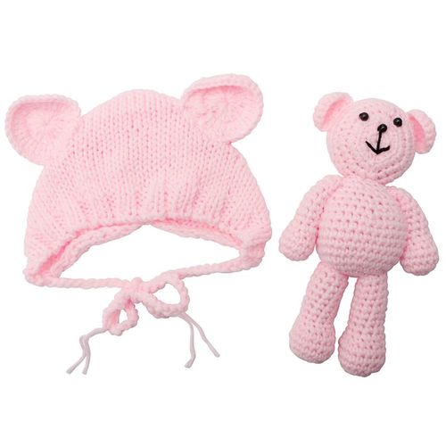 Accessoires De Photographie Pour Nouveau-Né Fille Et Garçon, Costume En Tricot Crochet Avec Ours Et Chapeau