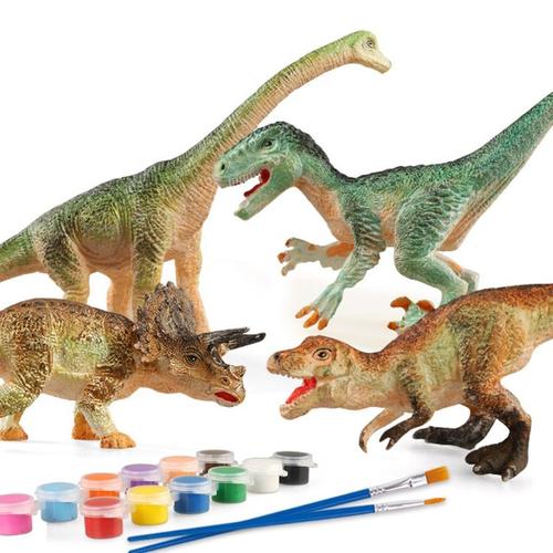 Figurines De Dinosaures 3d, 10 Pièces, Graffiti Blanc, Kits De Peinture À La Main, Bricolage, Ensemble De Jouets Cadeaux Pour Enfants