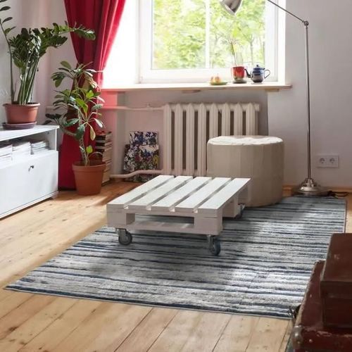 MIRAGE HORIZON - Tapis effet ciselé motif horizon bleu 120x170