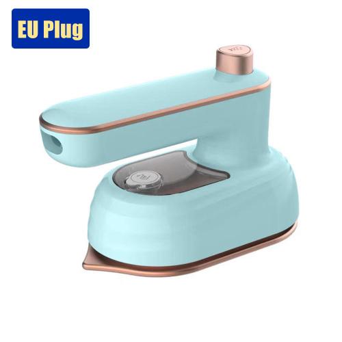 Bleu clair UE Mini fer à vapeur Portable humide et sec, Double générateur de vapeur chaude, défroisseur de vêtements pour la maison et le voyage
