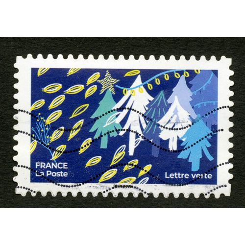 Timbre Oblitéré Sapins, France, La Poste, Lettre Verte