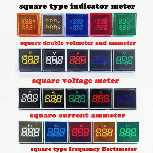 écran carré - lumière de couleur rouge - ampèremètre de courant - Mini Voltmètre Hertz, Ampèremètre, Indicateur Numérique, Multimètre, Courant, Lampe Led, Tension