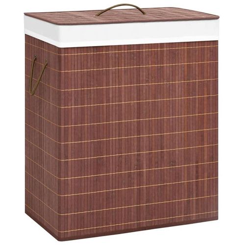 PANIER À LINGE AVEC 2 SECTIONS BAMBOU MARRON 100 L
