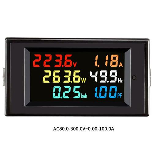 AC80-300V 100A - Moniteur 6 en 1 AC 110V 220V 380V 100A, tension, courant, facteur de puissance, KWH actif, compteur de fréquence'énergie électrique, numérique LCD VOLT AMP