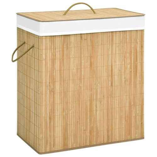 PANIER À LINGE AVEC 2 SECTIONS BAMBOU 100 L