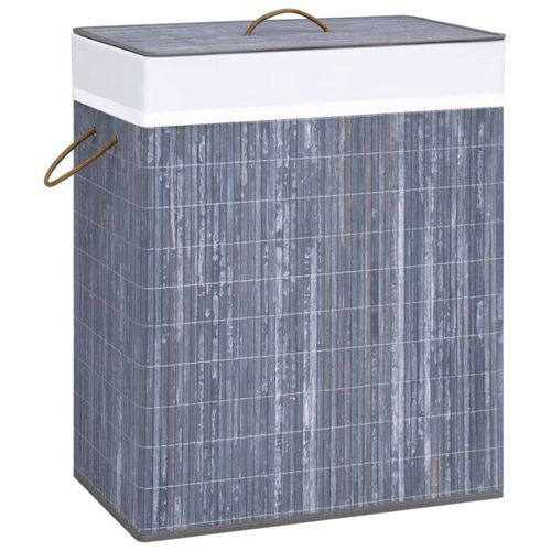 PANIER À LINGE AVEC 2 SECTIONS BAMBOU GRIS 100 L