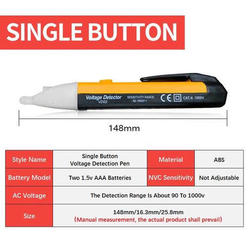 90-1000V - Stylo de détection de tension indicateur électrique capteur LCD prise murale sans contact détecteur de tension Ac prise de courant Instrument 90 1000v