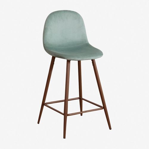 Pack De 2 Tabourets Hauts En Velours Glamm Bois Foncé ¿65 Cm