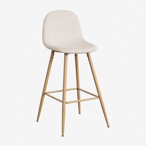 Pack De 2 Tabourets Hauts En Velours Côtelé Glamm Bois Naturel ¿75 Cm