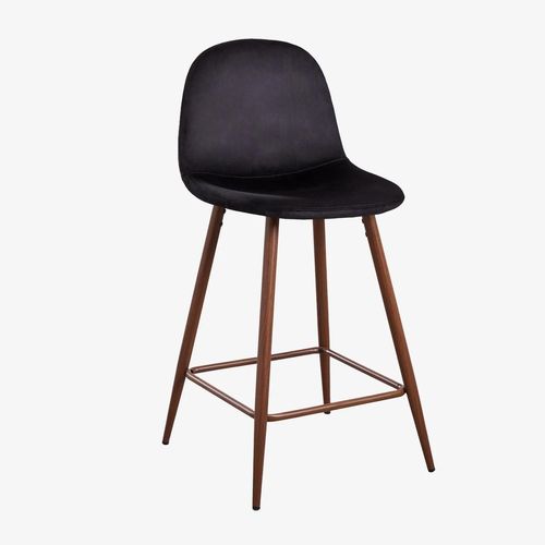 Pack De 2 Tabourets Hauts En Velours Glamm Bois Foncé ¿65 Cm