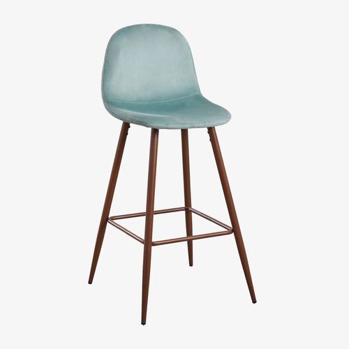 Pack De 2 Tabourets Hauts En Velours Glamm Bois Foncé ¿75 Cm