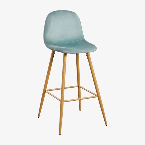 Pack De 2 Tabourets Hauts En Velours Glamm Bois Naturel ¿75 Cm