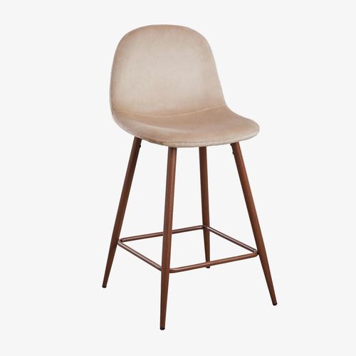 Pack De 2 Tabourets Hauts En Velours Glamm Bois Foncé ¿65 Cm
