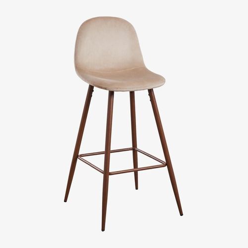 Pack De 2 Tabourets Hauts En Velours Glamm Bois Foncé ¿75 Cm