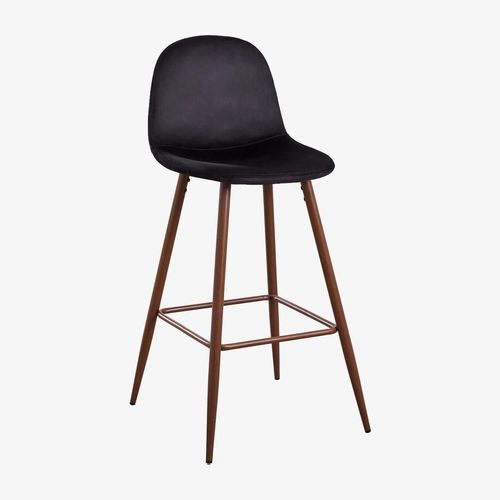 Pack De 2 Tabourets Hauts En Velours Glamm Bois Foncé ¿75 Cm