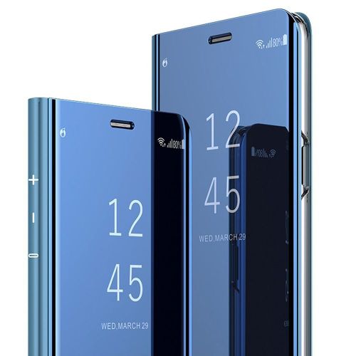 Etui Coque Samsung Galaxy S20 Plus Clear View Etui À Rabat Antichoc Coque Miroir Smart Stand Etui Housse Pour Samsung Galaxy S20 Plus Bleu
