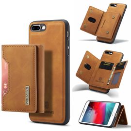 Coque Portefeuille Amovible Étui Antichoc Rabat Housse Avec Fente Carte Pu Cuir Portefeuille Etui En Pu Pour Iphone 7 Plus (Marron)