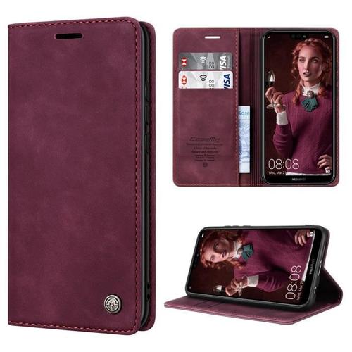 Coque Samsung S9 Etui Samsung S9 Étui Housse Coque Pour Samsung S9 Antichoc Portefeuille Etui En Cuir Pu Premium Housse Pour Samsung Galaxy S9(Vin Rouge)