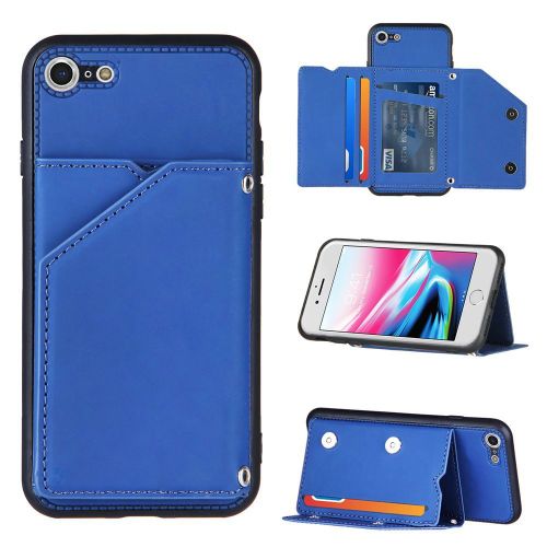 Etui Housse Coque Iphone 7 Etui À Rabat Antichoc Pu Peut Stocker Cartes Case Pour Iphone 7 (Bleu)