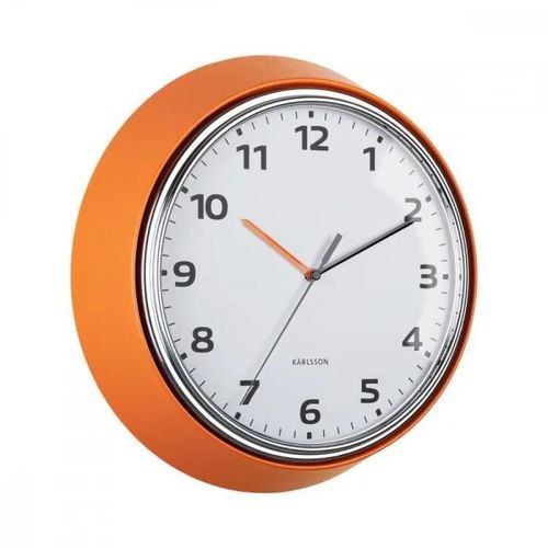 Horloge murale Modern Retro D34cm - Present Time - Orange -